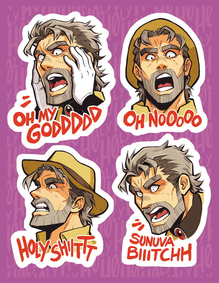 Joseph Joestar inspired Stickers – H0ly's Art Corner