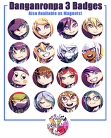 Danganronpa 3 inspired badges